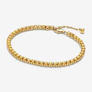 Women's 14k Gold Plating Vibrant Yellow Crystal Tennis Bracelet Stylish Designed